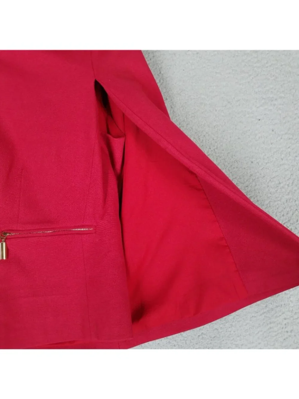 NEW Chico's Cape Jacket Women's 1/ Medium Ponte Red Zip Up Office Career Stretch